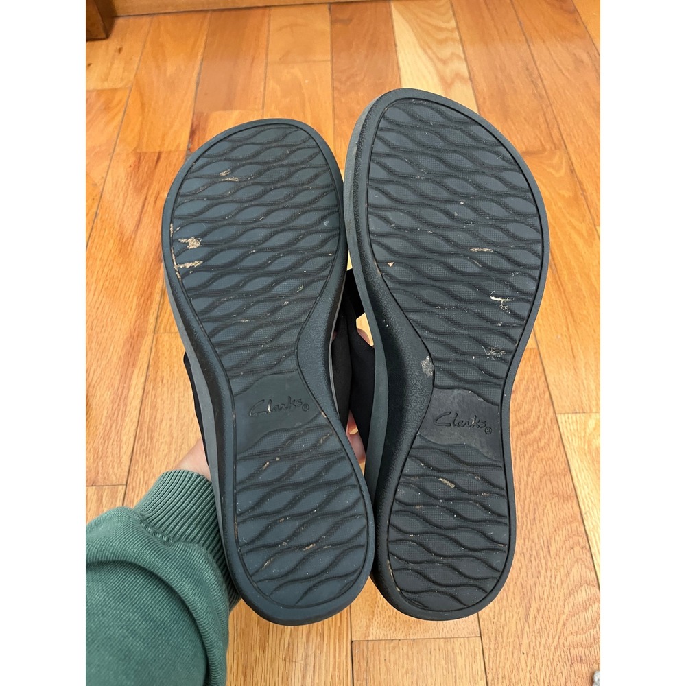Clarks Women's Arla Glison Black Fabric Platform Flip‎ Flops Sandals Size 10 - Picture 4 of 5